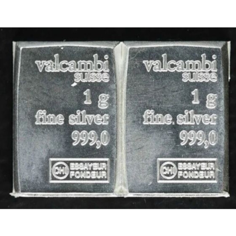2g silver  One Gram Valcambi Suisse Fine Metal 1g Fine Silver Bars